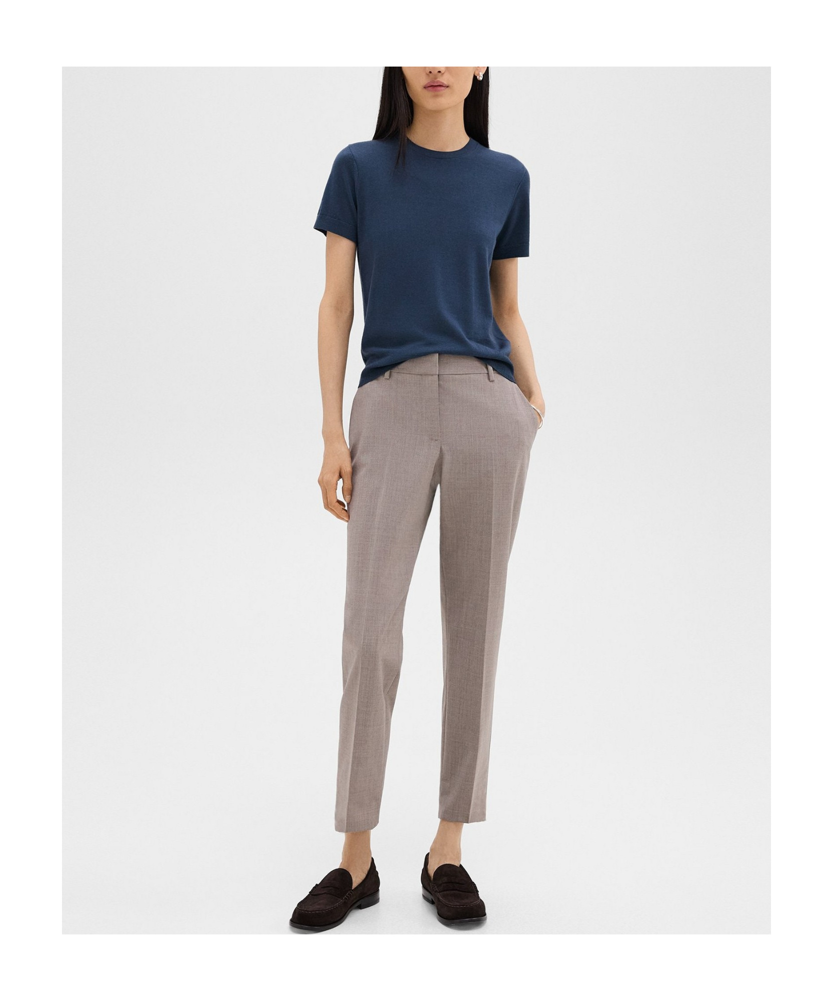 Theory Treeca Casual Pants In Gray