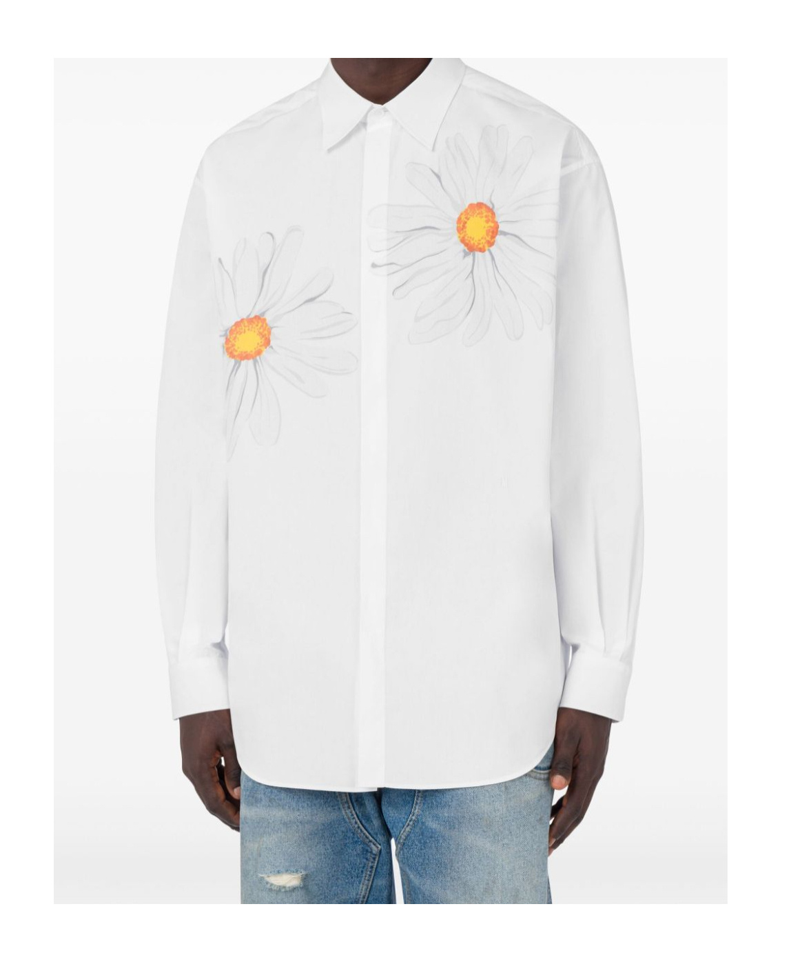 Moschino Floral-embroidered Buttoned Shirt In White