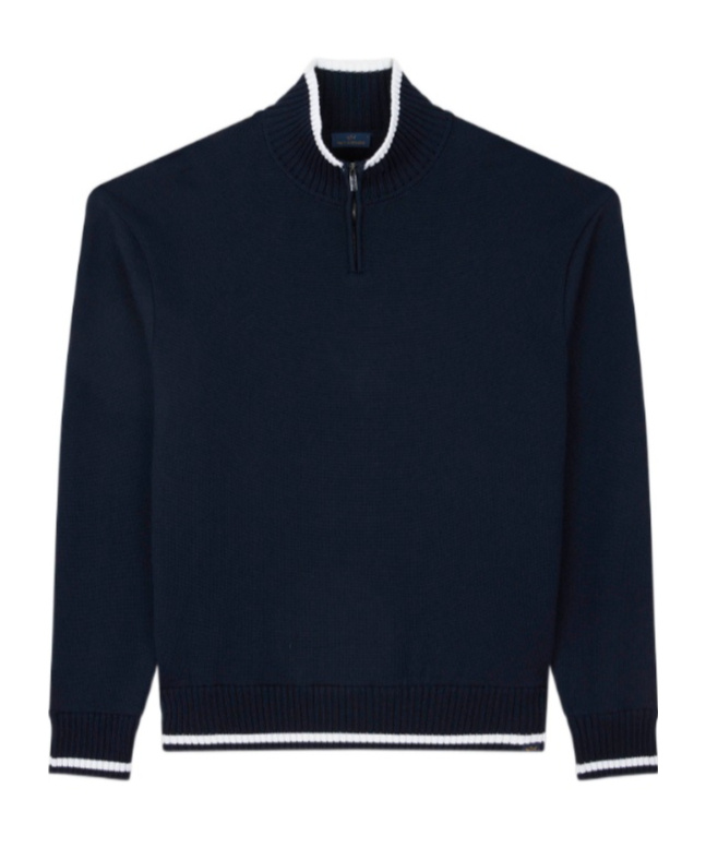 Paul & Shark Soft Cool Touch Wool Half Zip Sweater In Blue