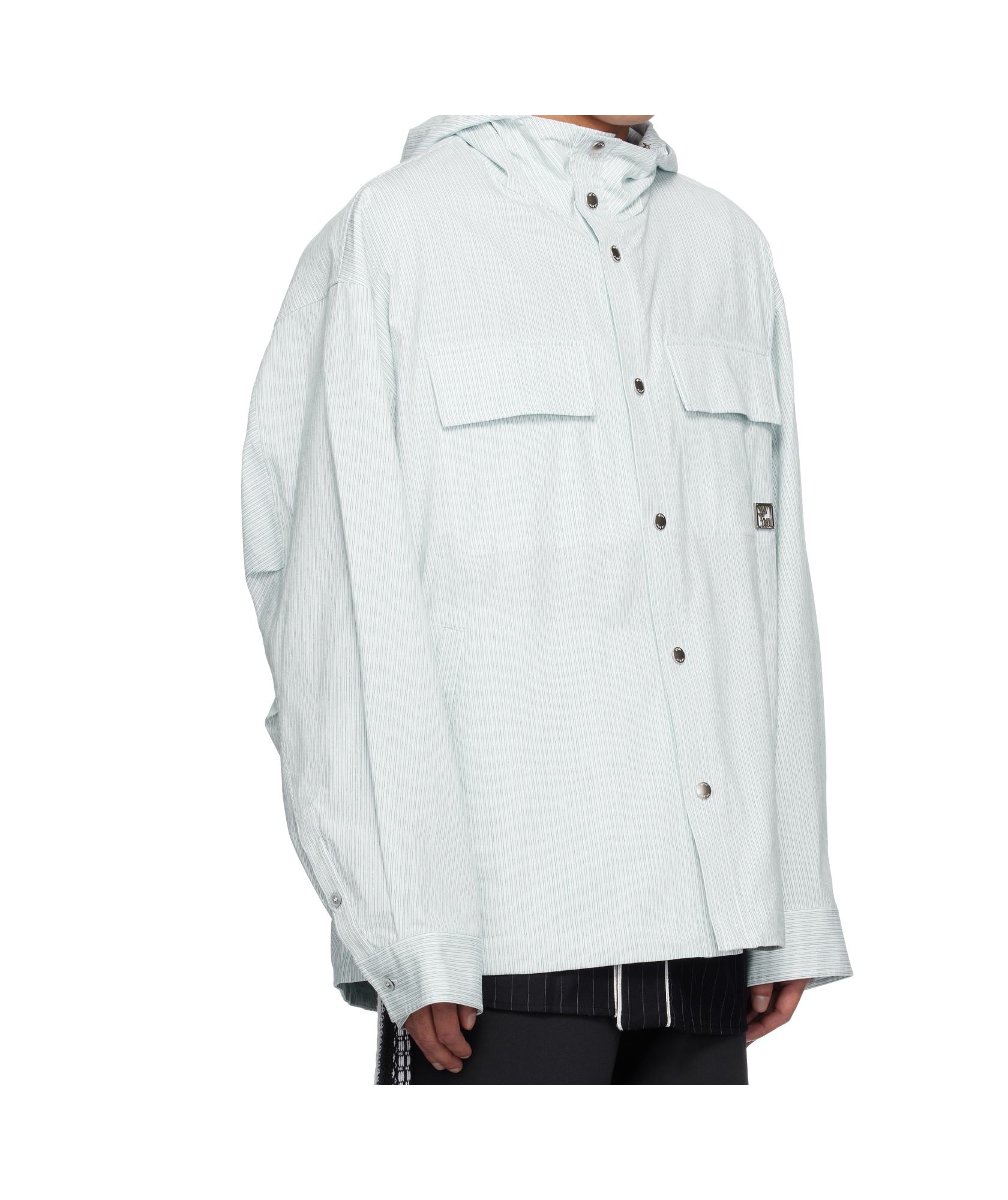 Wooyoungmi Stripe Hooded Shirt In White