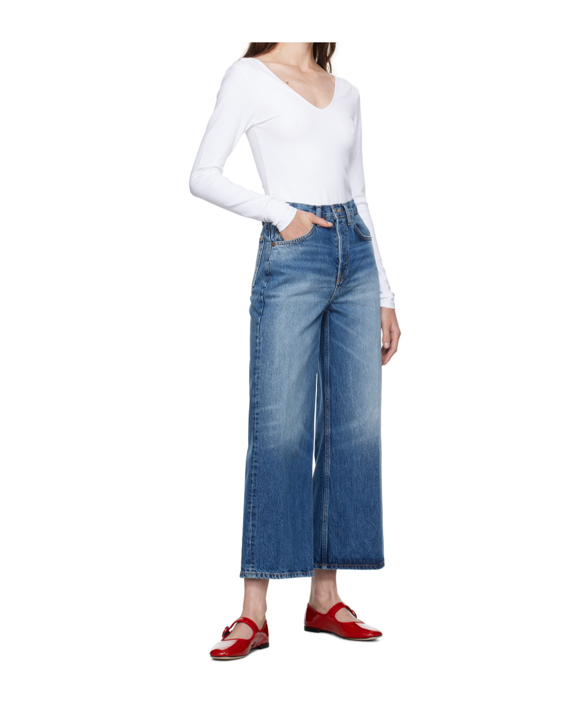 Re/done V Neck Bodysuit