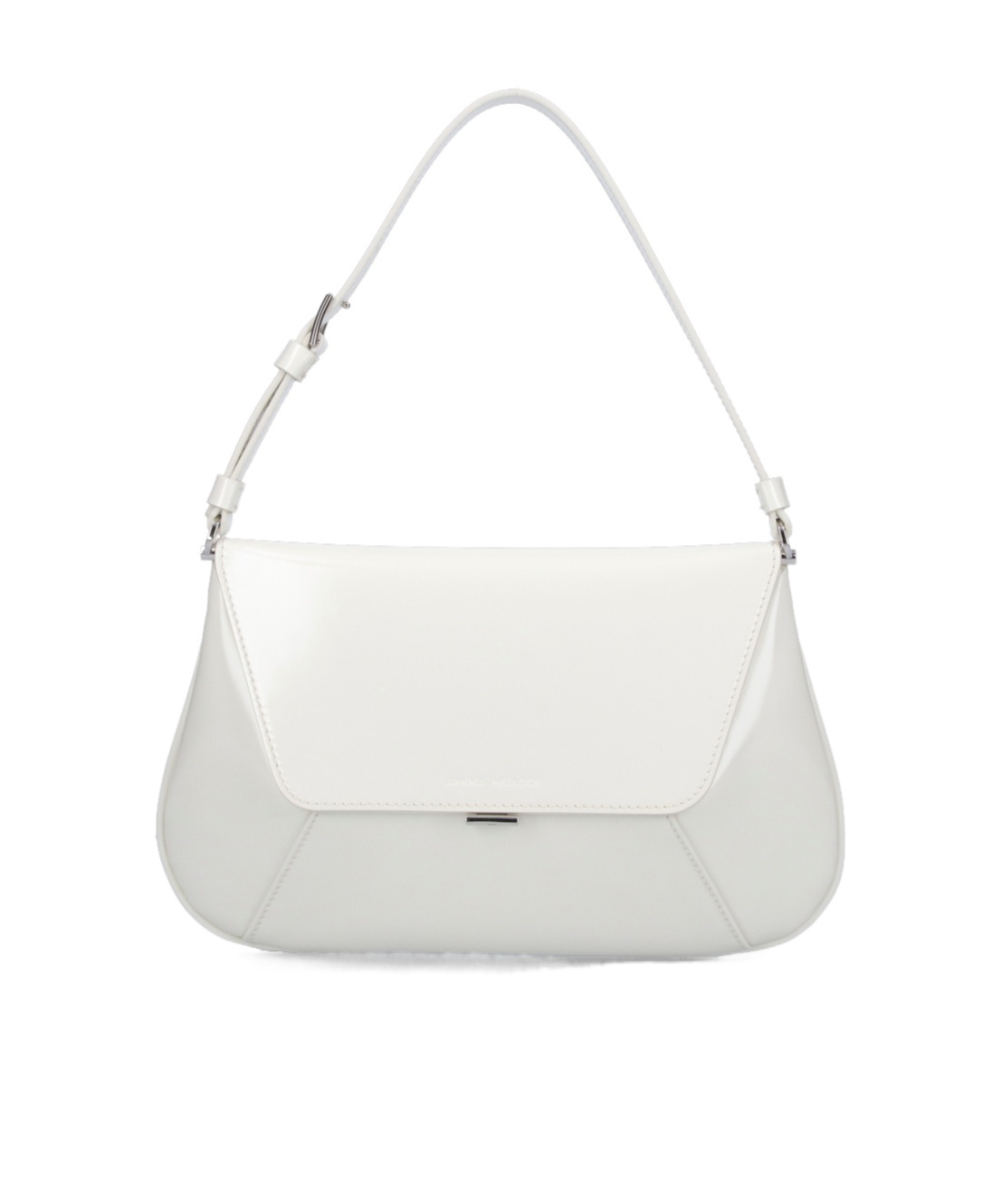 Amina Muaddi Women Black Leather Ami Shoulder Bag In White