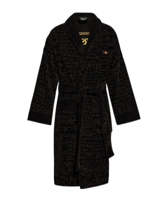 Versace Home Long-sleeved Bathrobe In Black