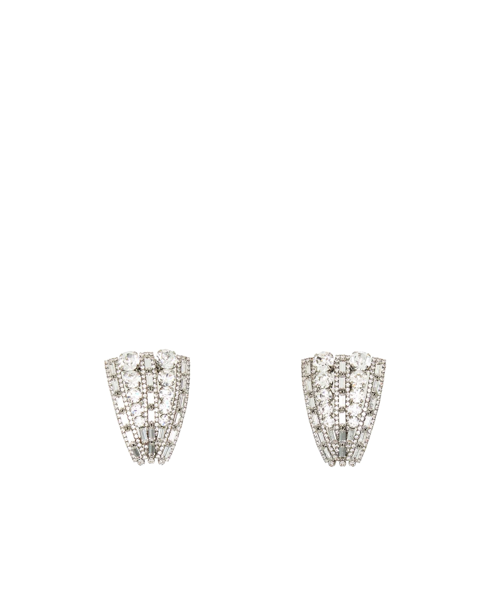 Alessandra Rich Metal Earrings Adorned Rhinestone Embellishments In White