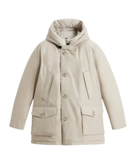 Woolrich Dove Grey Padded Parka With Hooded Neck In Neutral