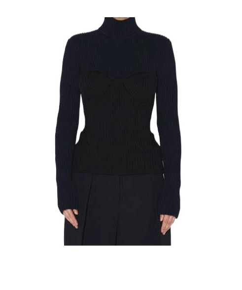 Jean Paul Gaultier Ribbed Merino Wool Turtleneck Sweater In Black