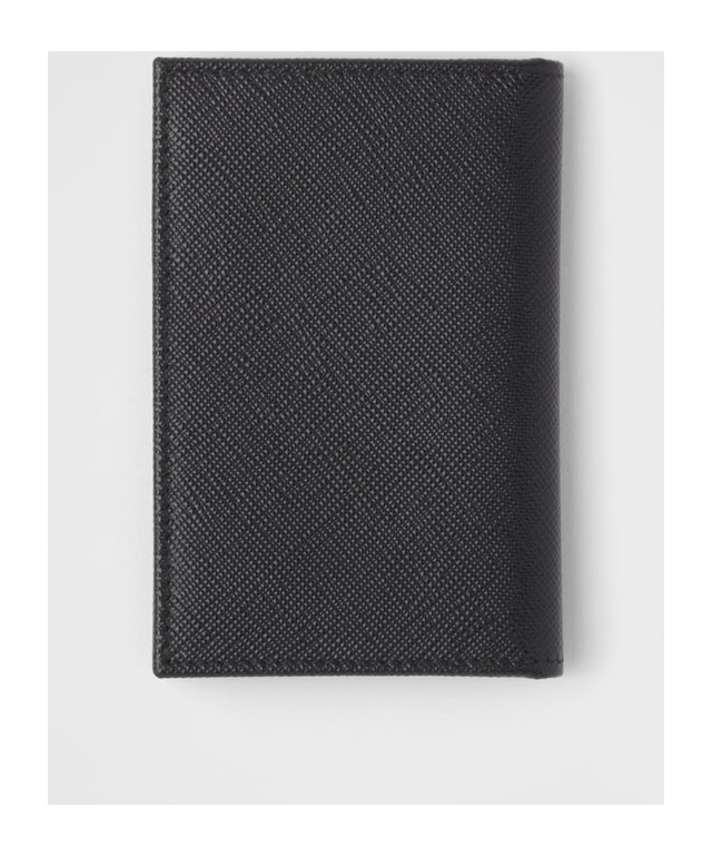 Prada Saffiano Leather Card Holder In Black