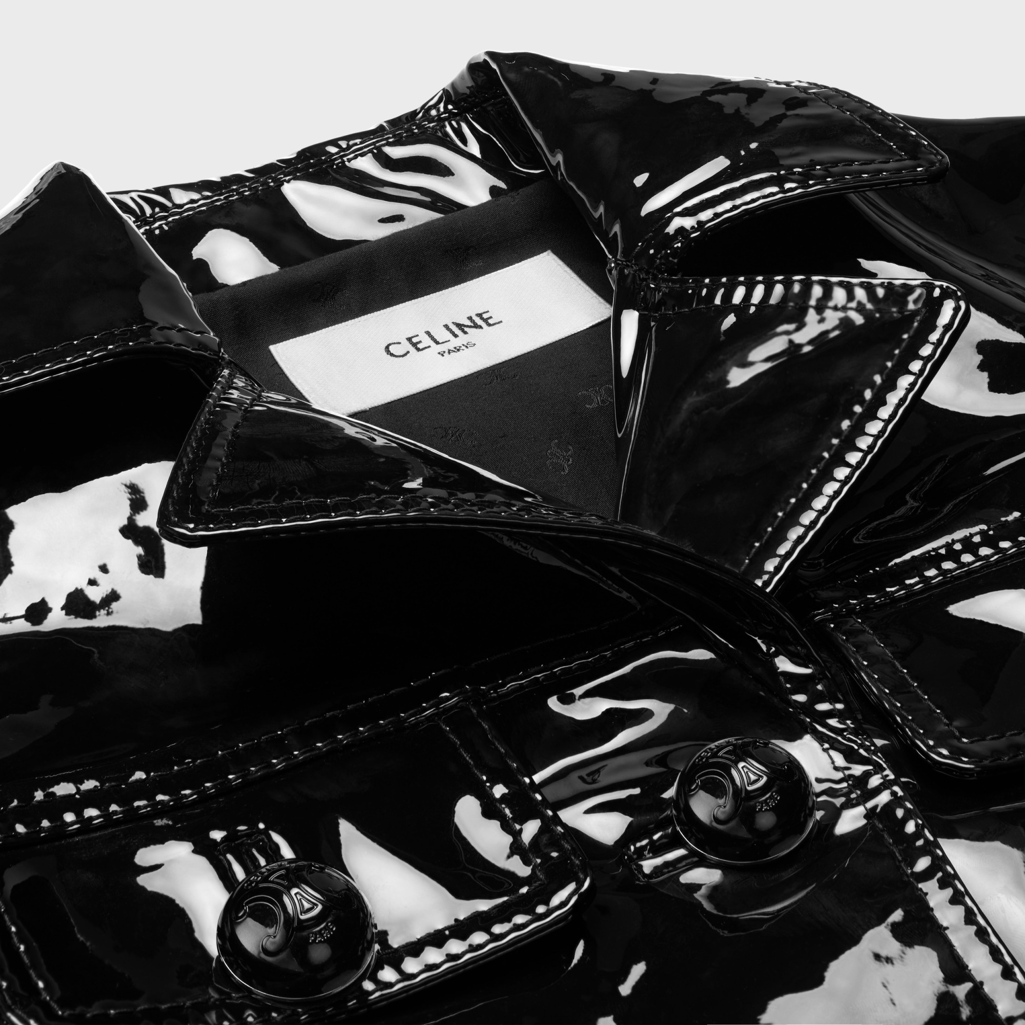 Celine Straight Leather Jacket In Black