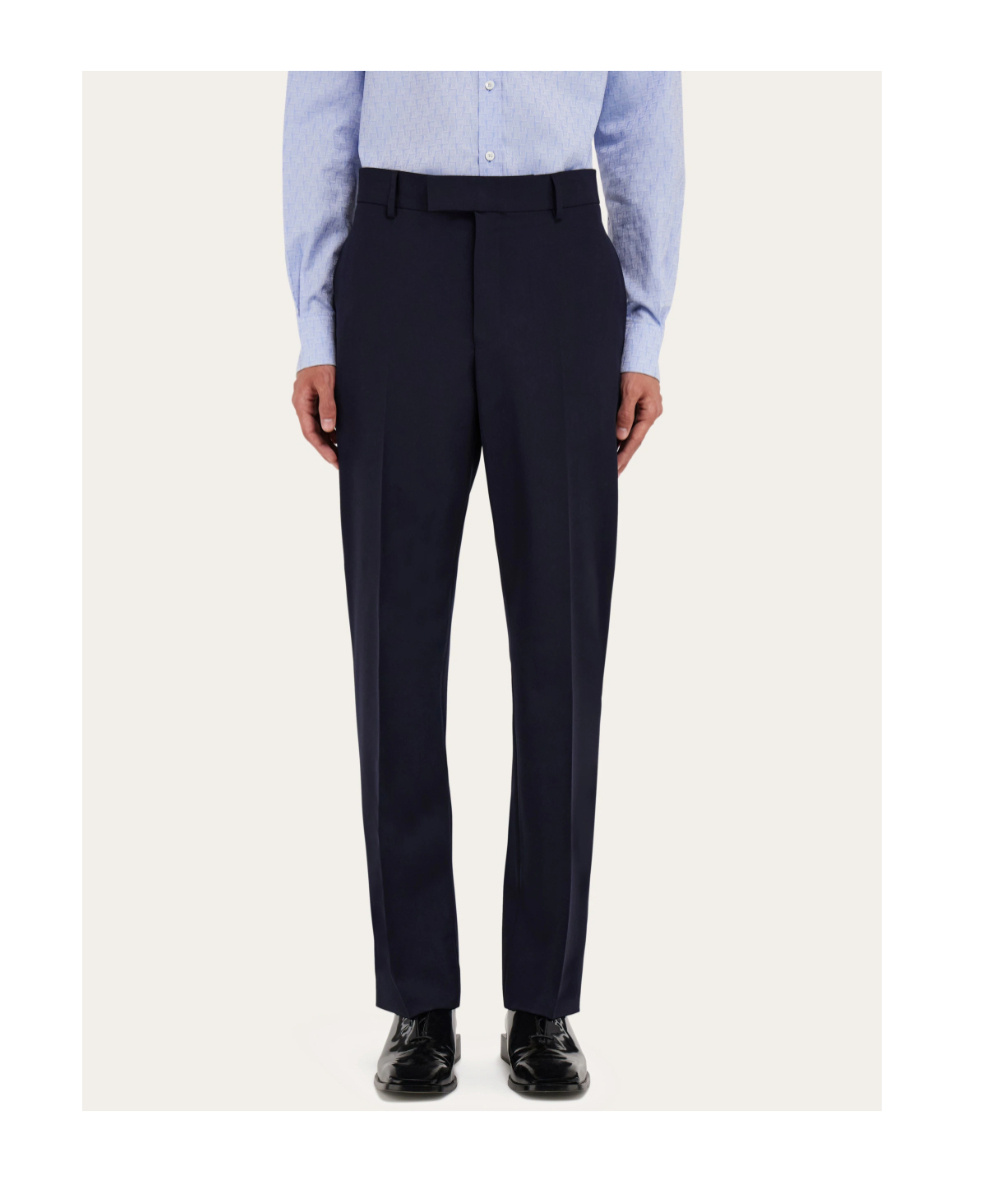 Ferragamo Flat Front Tailored Trouser In Blue