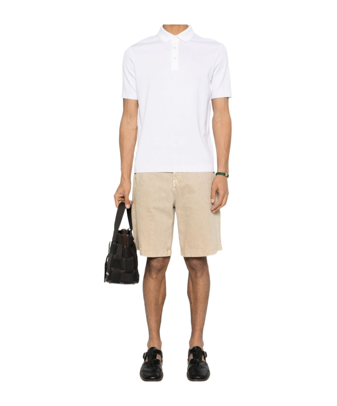 Herno White Short-sleeve Polo With Traditional Collar And Minimalist Design In White