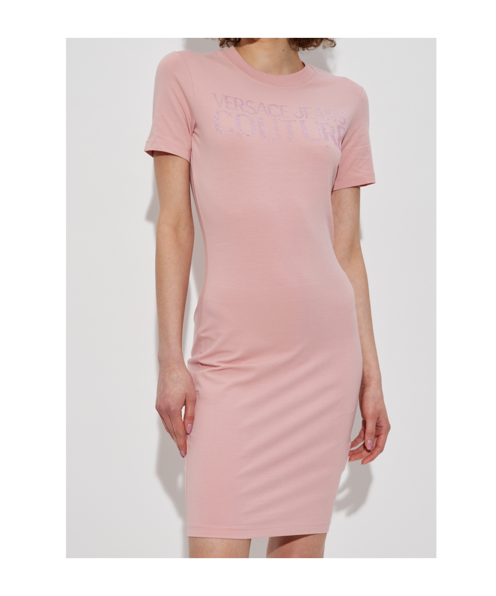 Versace Short Sleeve Dress In Pink