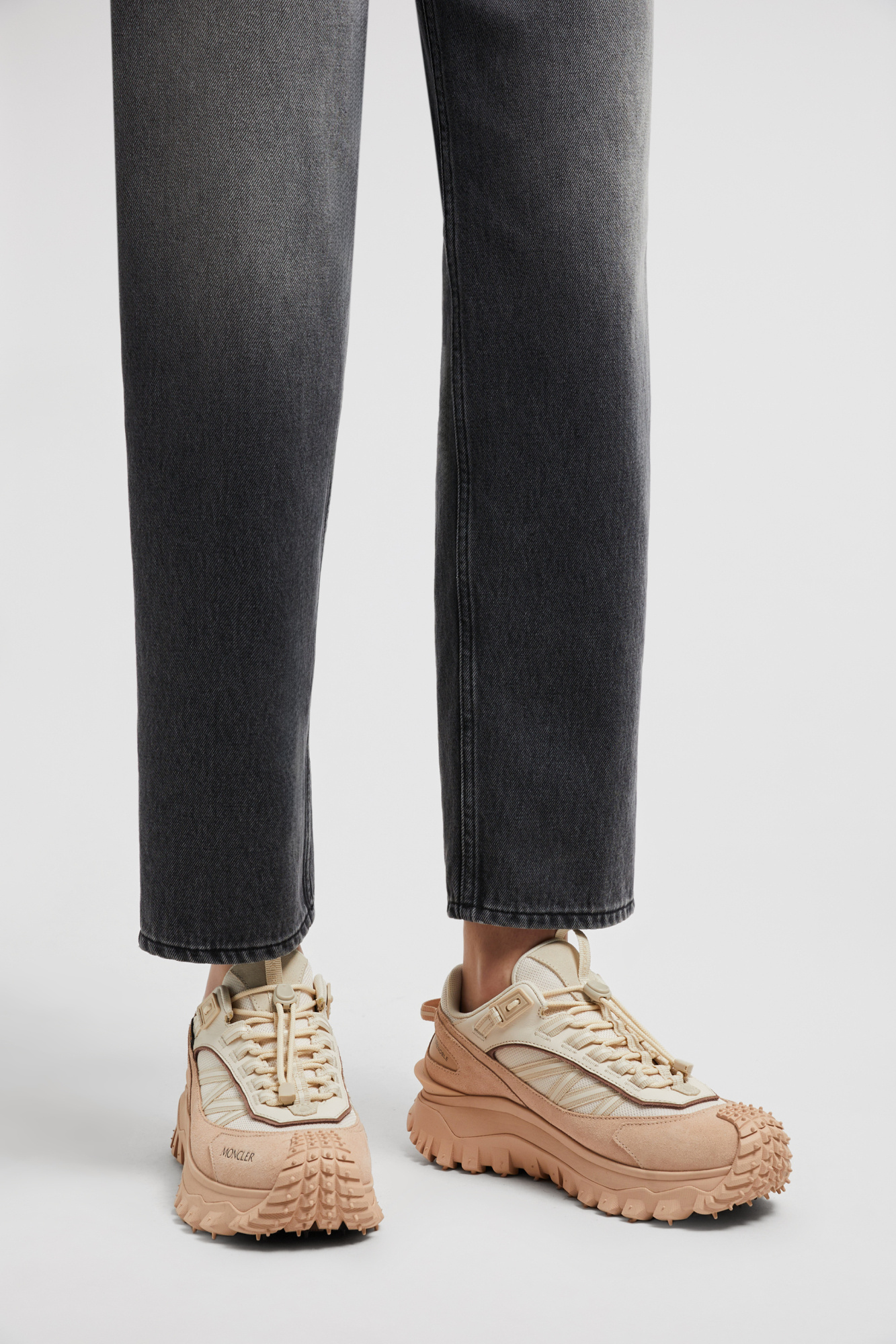 Shop Moncler Trailgrip Trainers In Nude