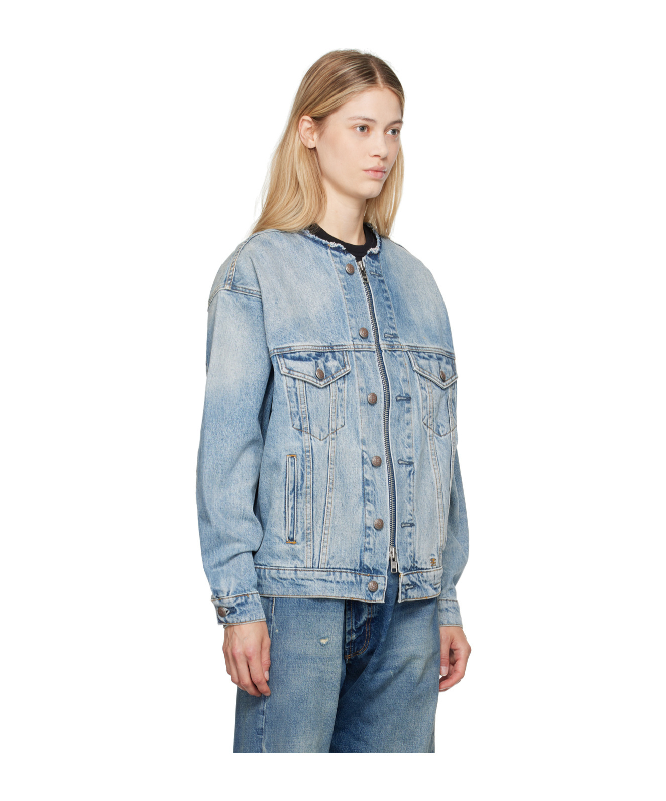 R13 FADED EFFECT DENIM COAT