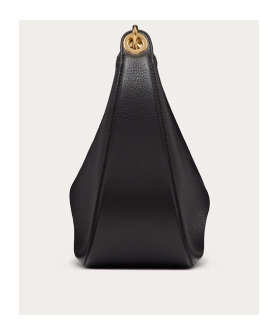Valentino Small Vlogo Moon Leather Shoulder Bag In Black