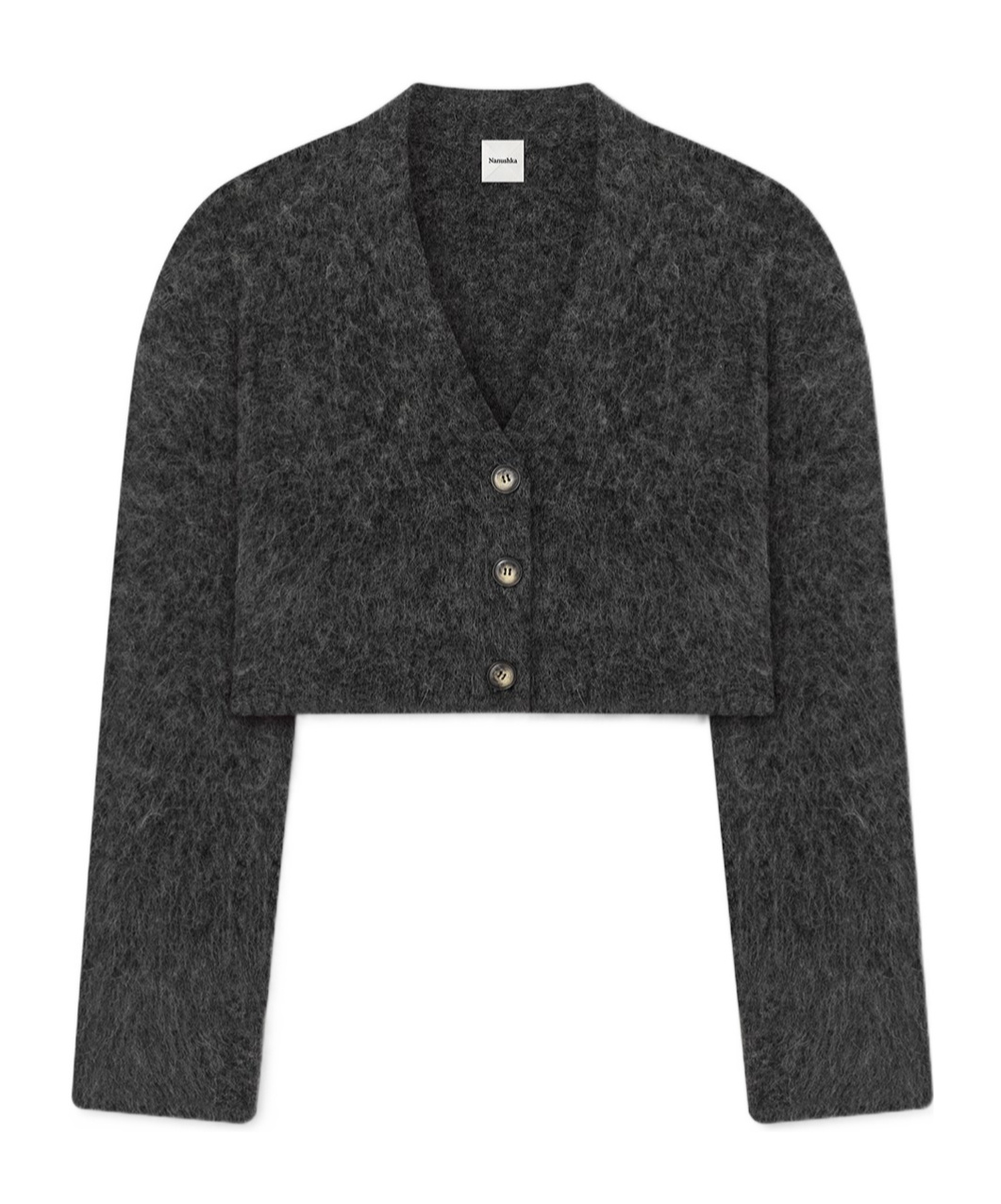 Nanushka Dark Grey Stretch Nylon Blend Henny Cardigan In Black