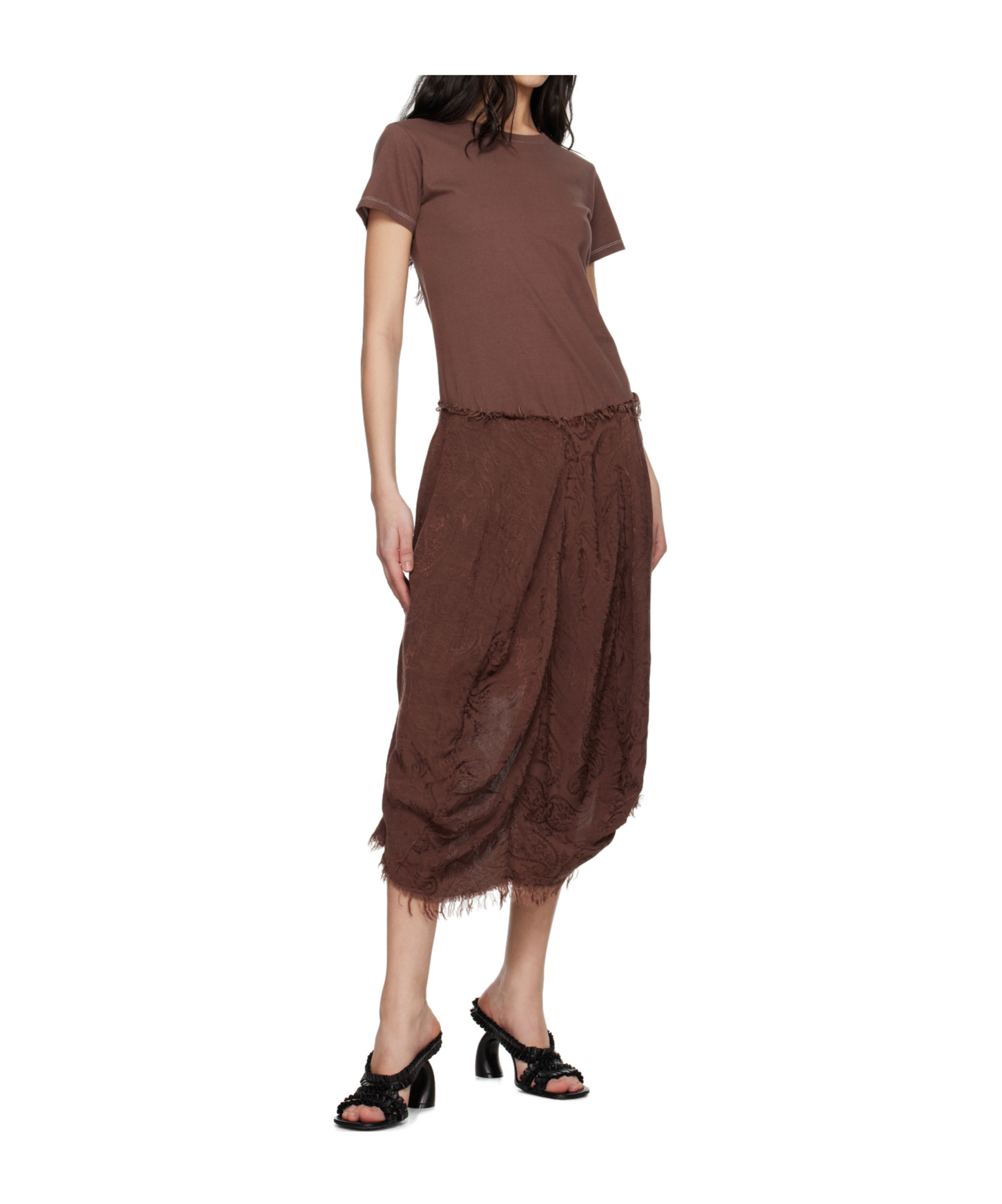 Edward Cuming Brown Droopy Tree Trunk Midi Dress In Brown
