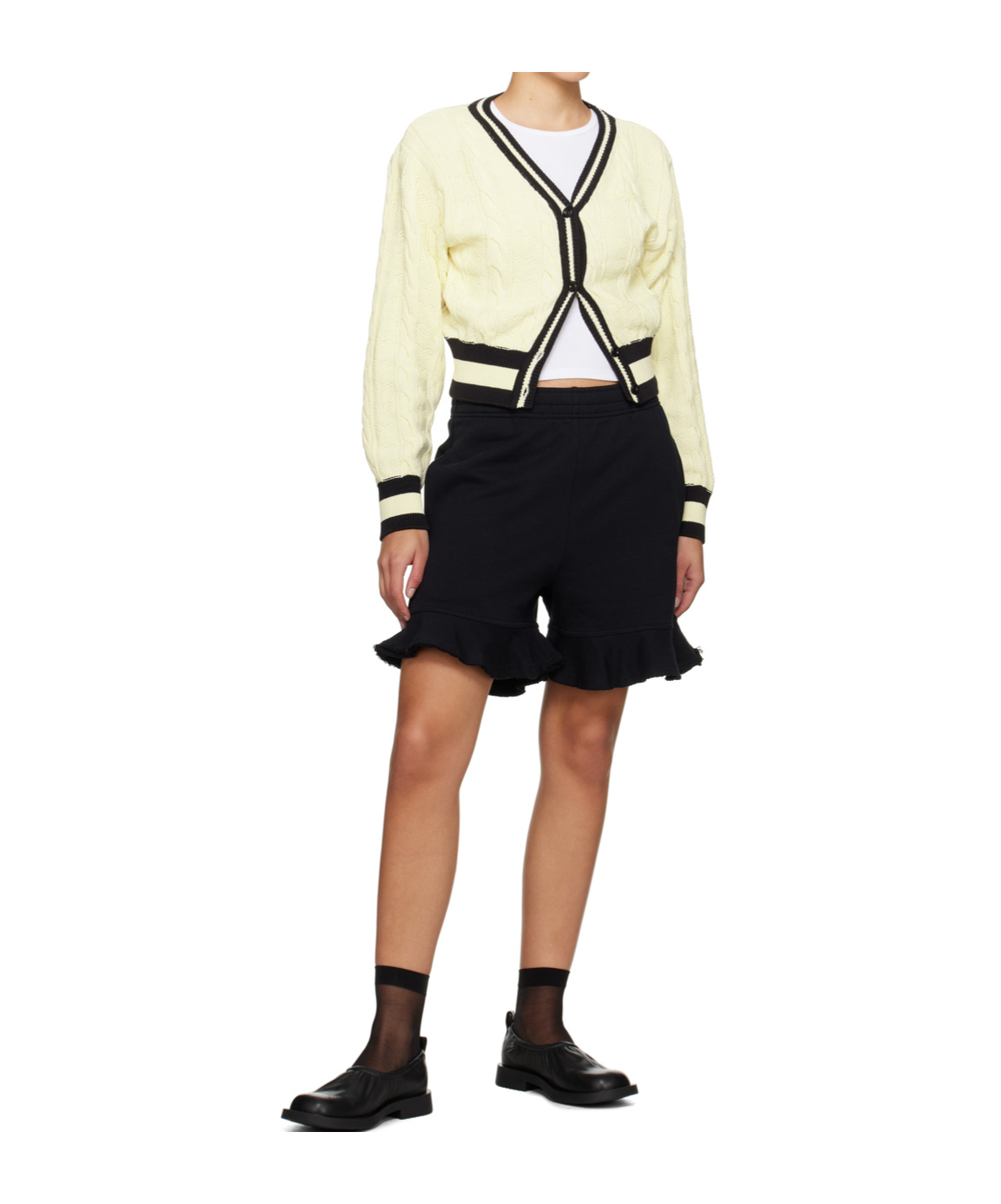 Open Yy Cable-knit Cardigan In White