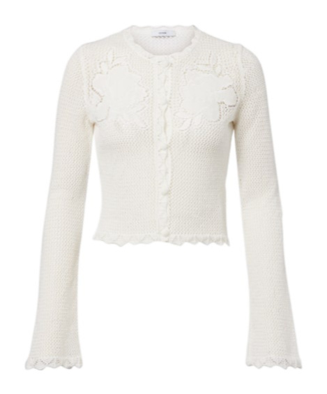 Erdem Embroidered Cotton Cardigan In White