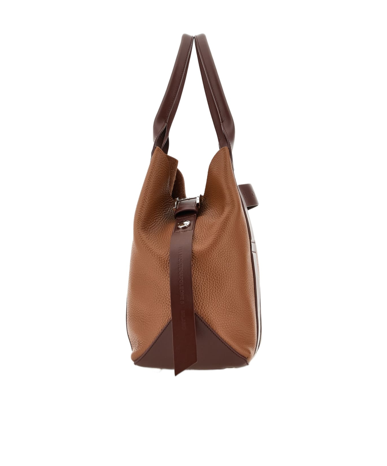 Hogan Structured Medium Shoulder Bag With Contrast Panels In Brown