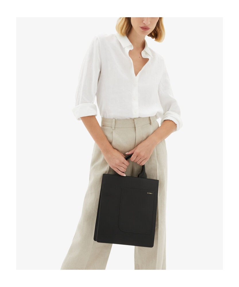 Shop Valextra Mini Boxy Leather Tote Bag In Black
