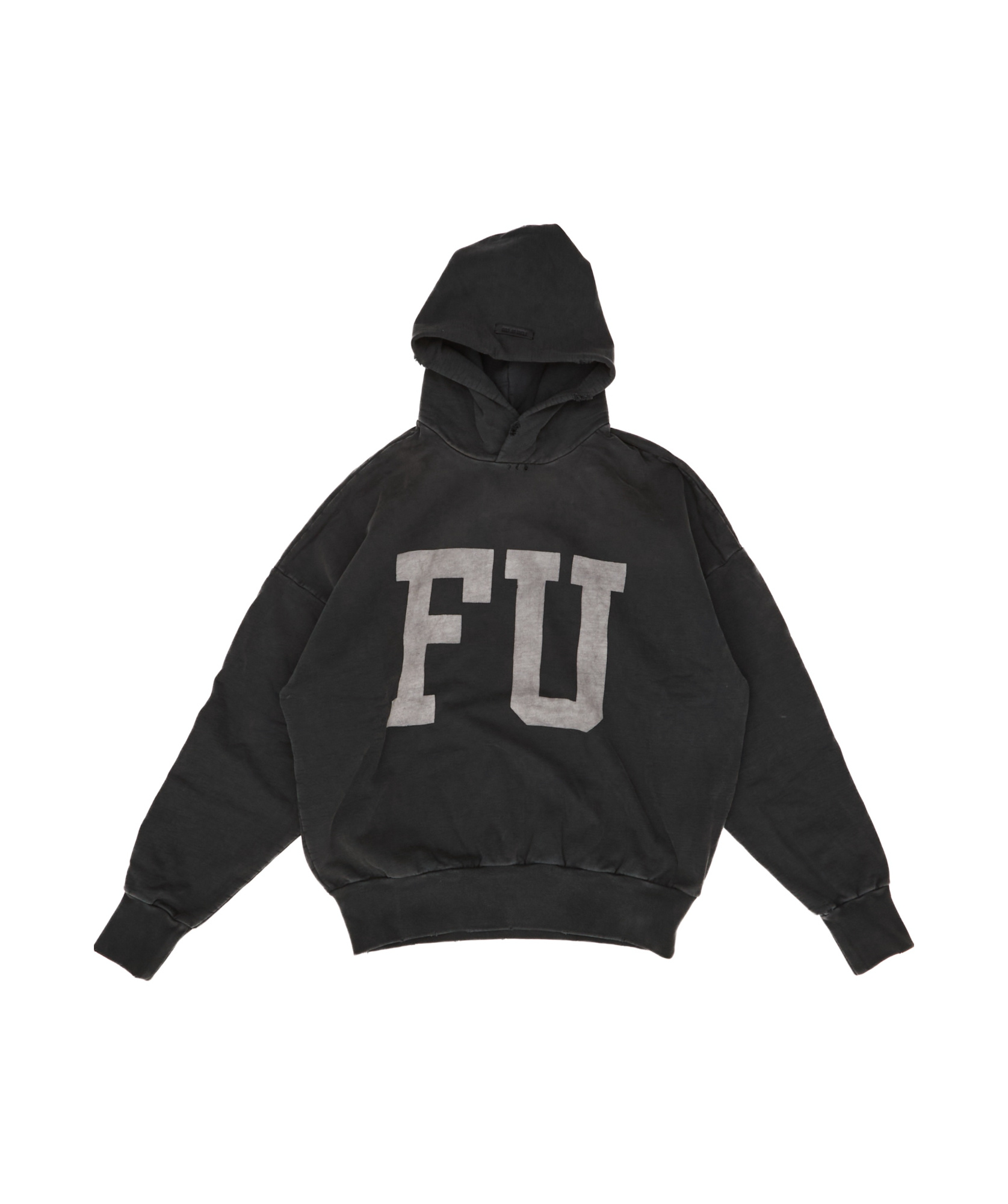 Fear Of God Black Vintage-effect Fu Hoodie In Black