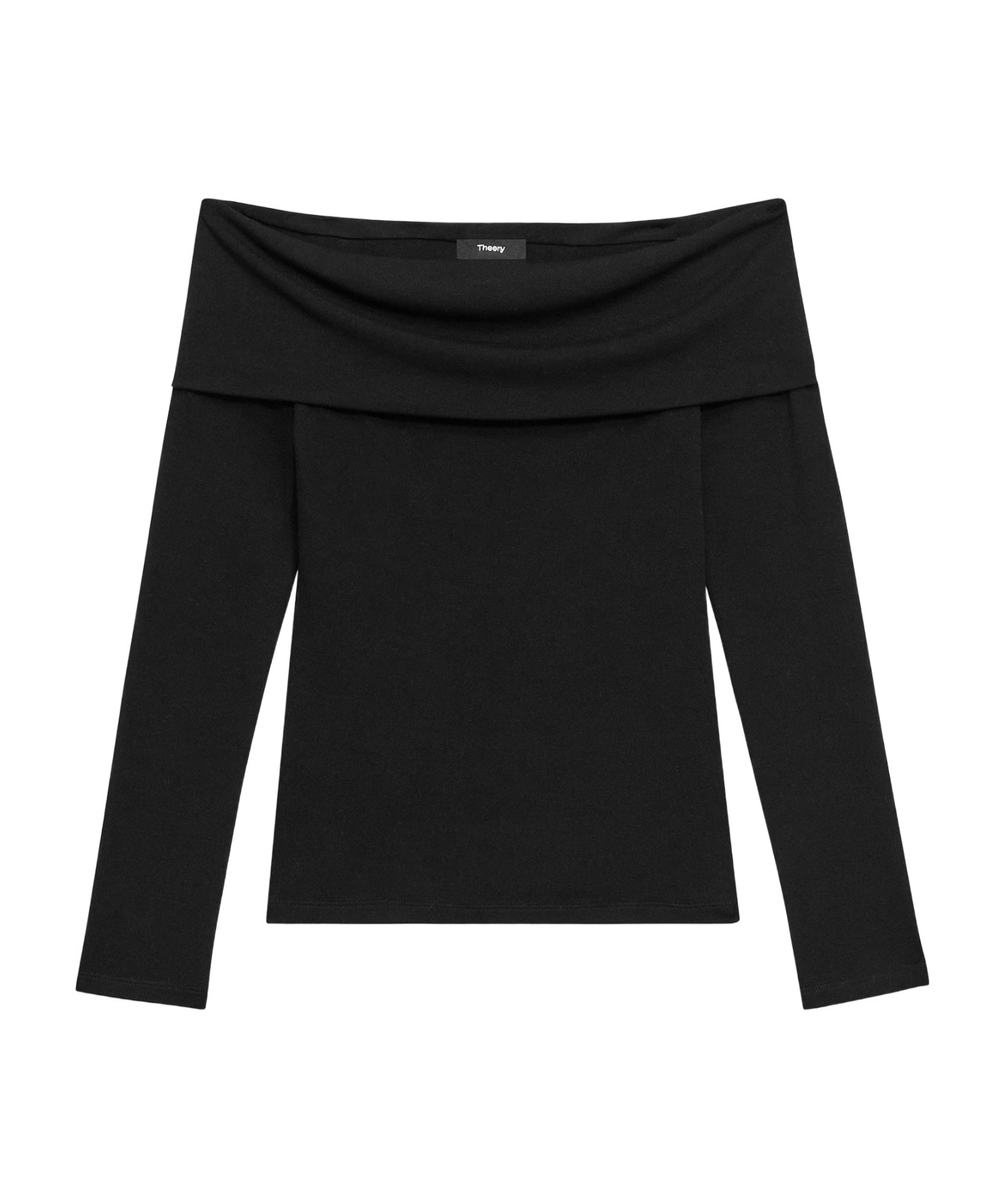 Theory Off-the-shoulder Top In Ribbed Viscose In Black