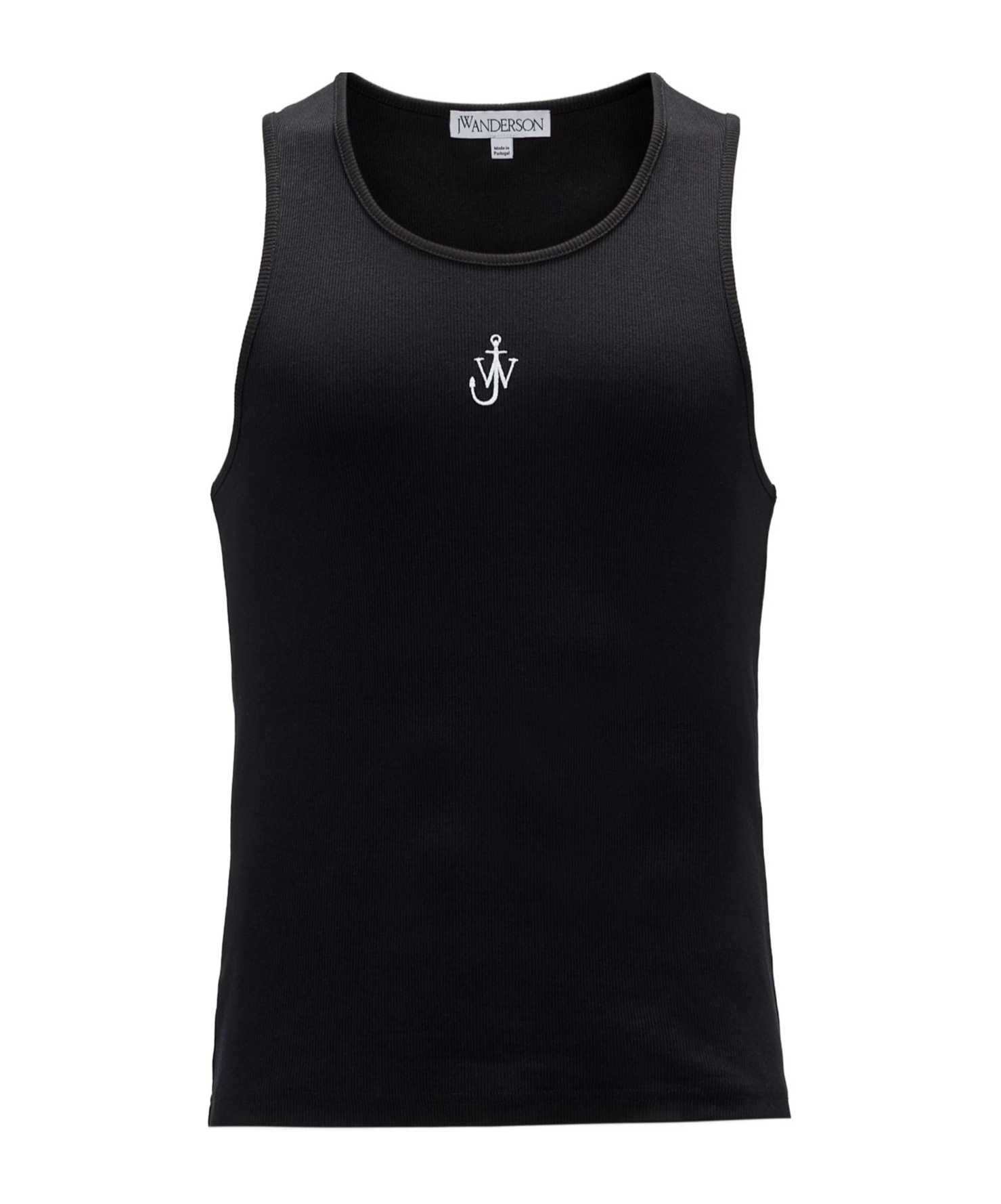 Jw Anderson Logo Embroidery Stretch Cotton Tank Top In Black