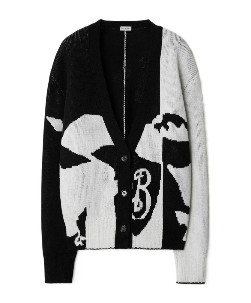 Burberry Scarf-detailed Intarsia Cashmere Cape In Black