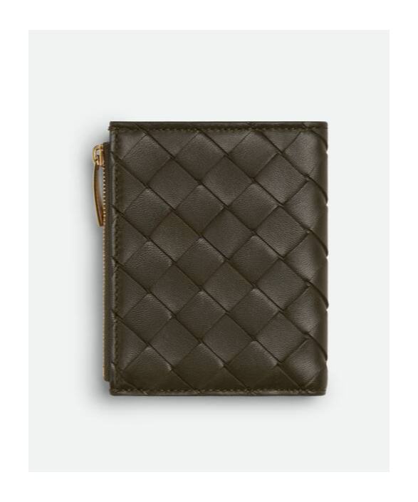Bottega Veneta Intrecciato Diagonal Small Bi-fold Wallet In Persimmons/light Cream Candy