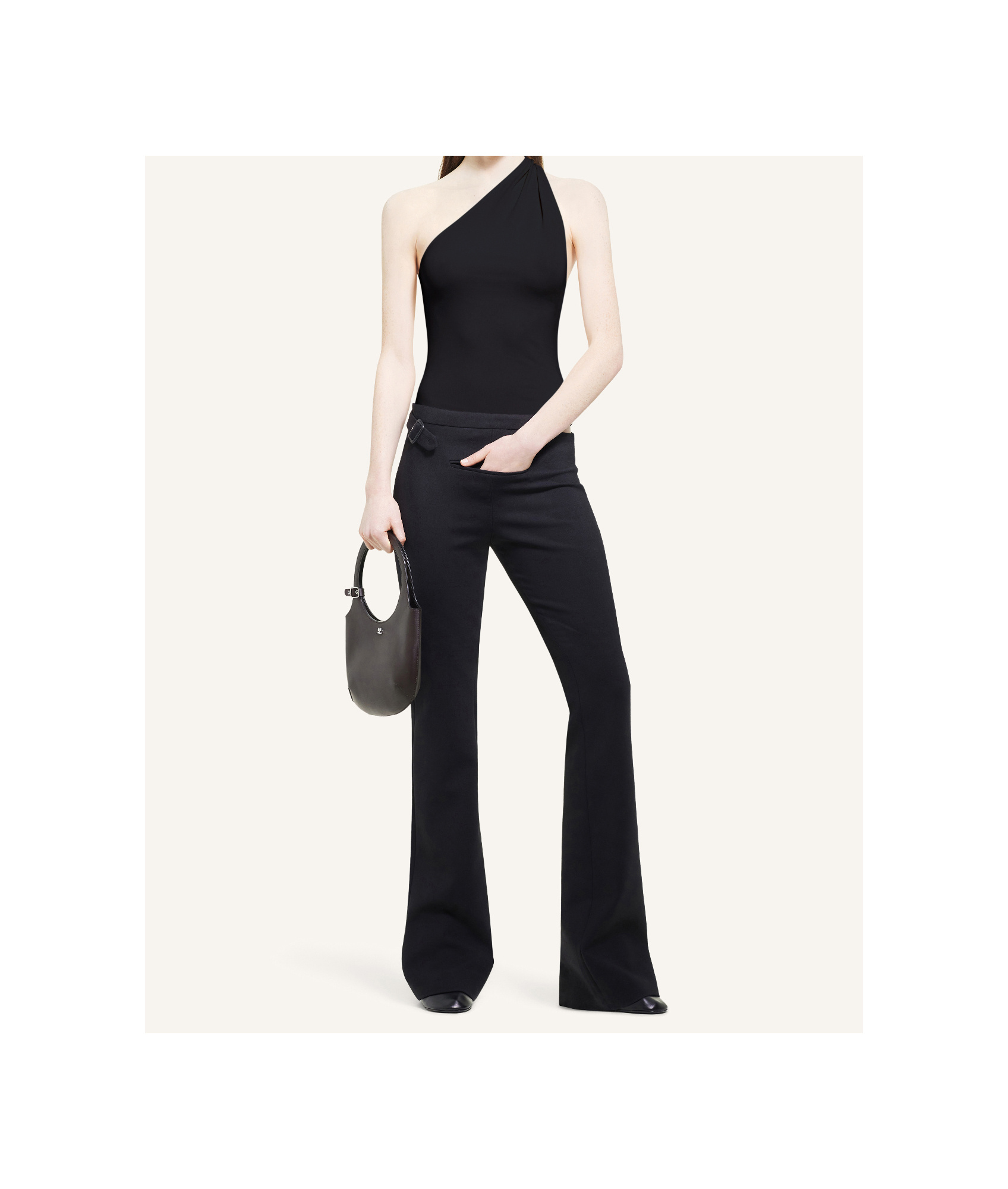 Courrèges Slash Asymmetric Top In Black
