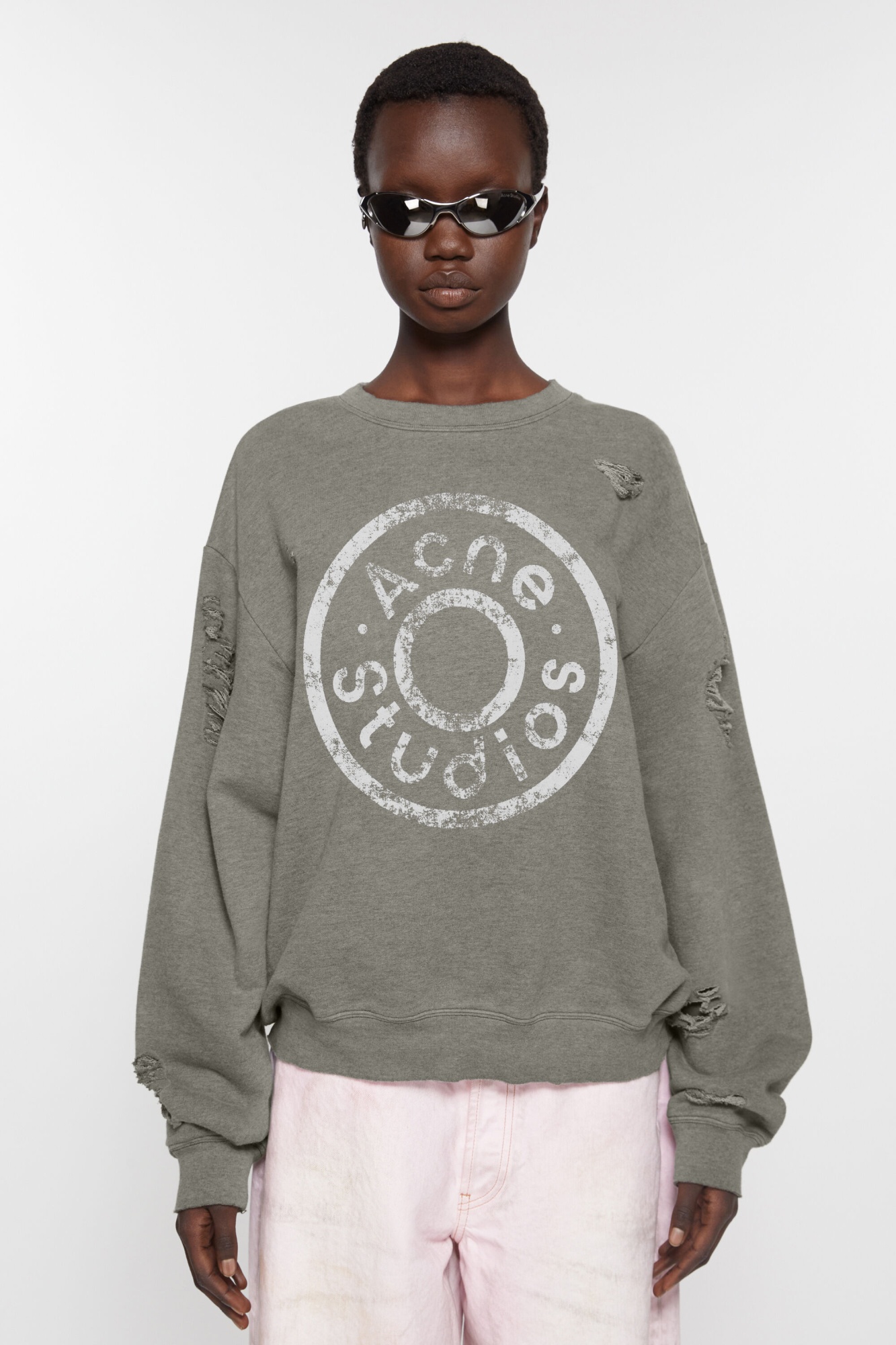 Acne Studios Printed Logo Sweater In Gray