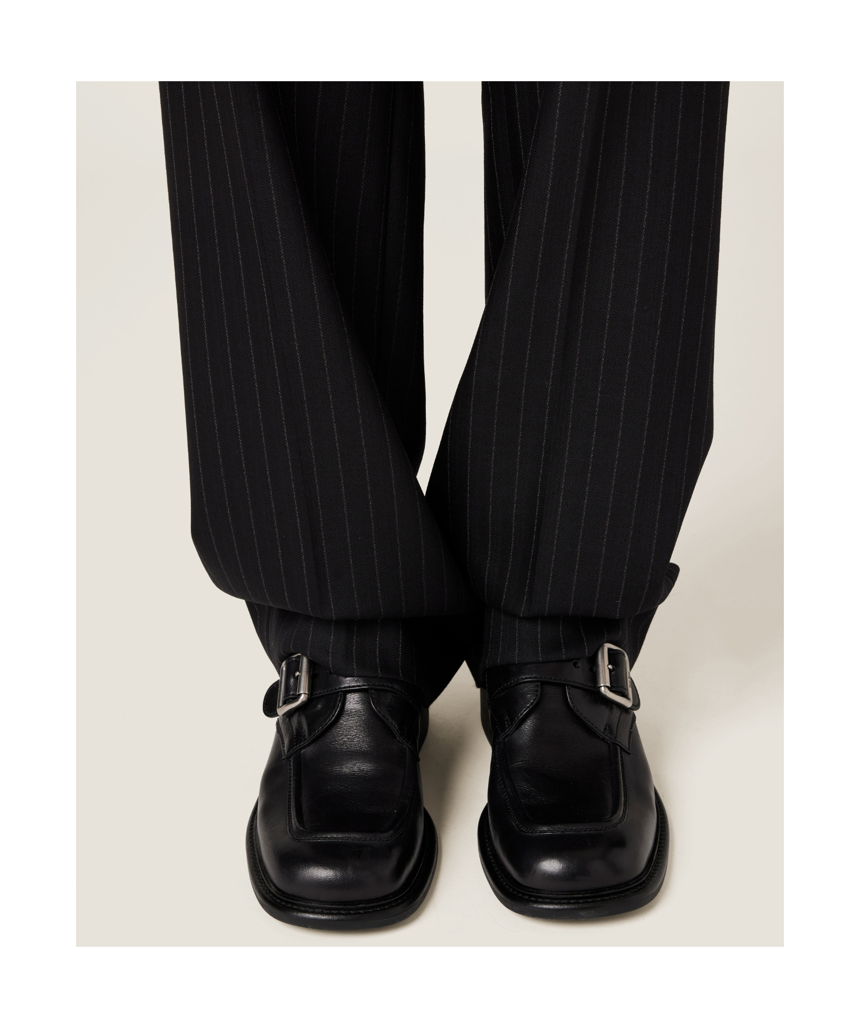 Miu Miu Pinstripe Straight Casual Pants In Black
