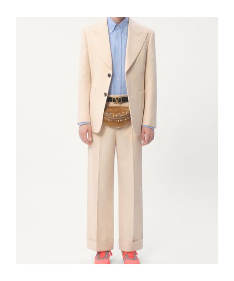 Valentino Single-breasted Wool Gabardine Jacket In Nude