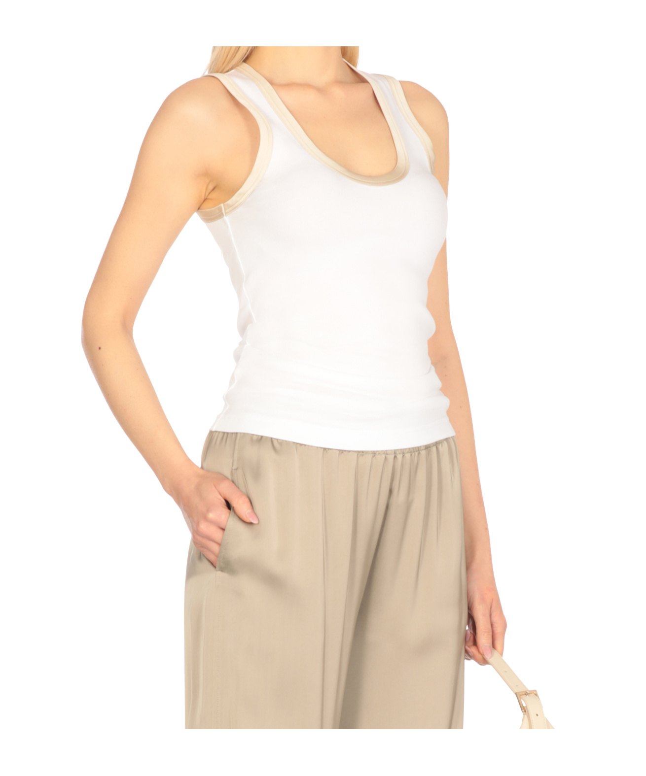Fabiana Filippi White Top Featuring Bronze Lame Edges In White