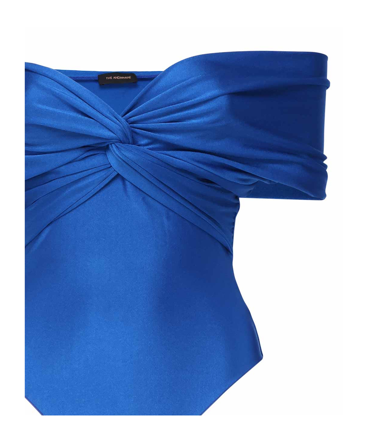 The Andamane Bodysuit With Crossover Neckline In Blue