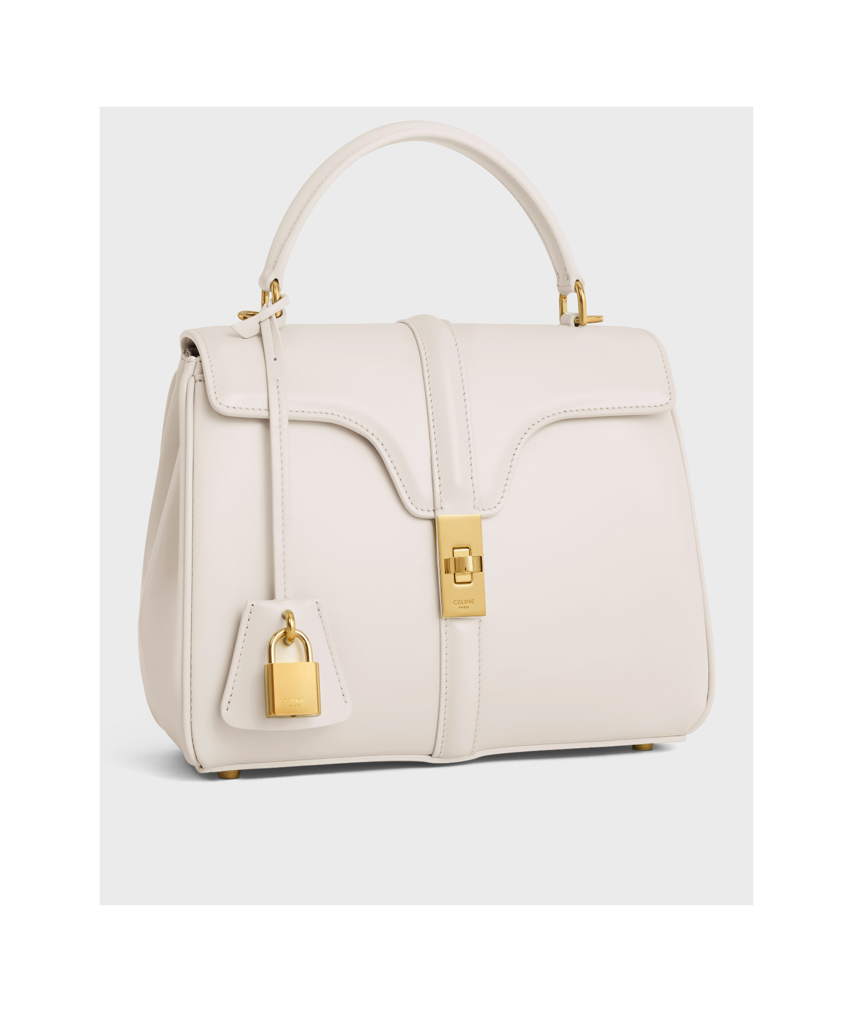 Celine Small 16 Bag In Satinated Calfskin In White