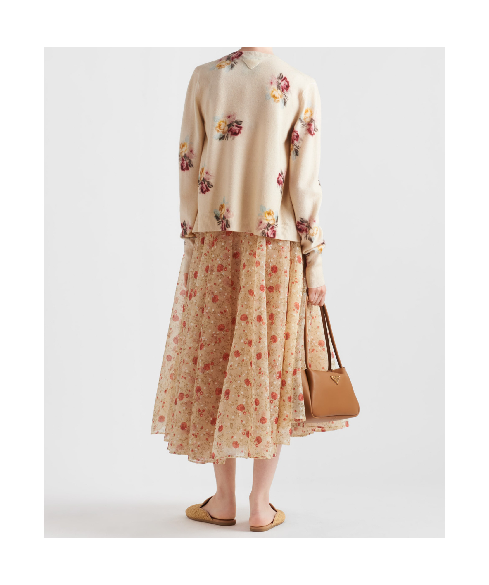 Prada Printed Midi Skirt With Built-in Underskirt In Red