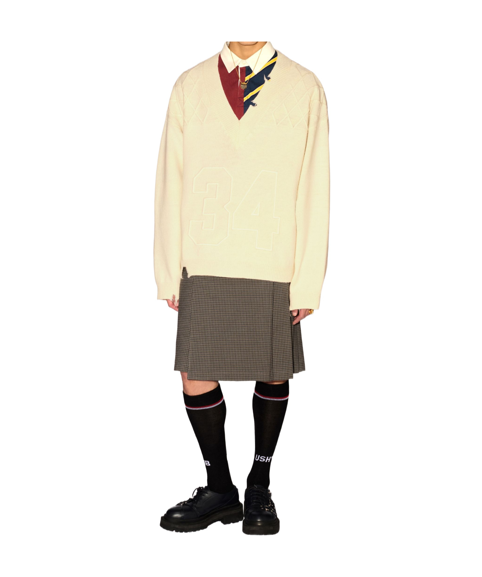 Ambush Number-embroidered Jumper In Nude