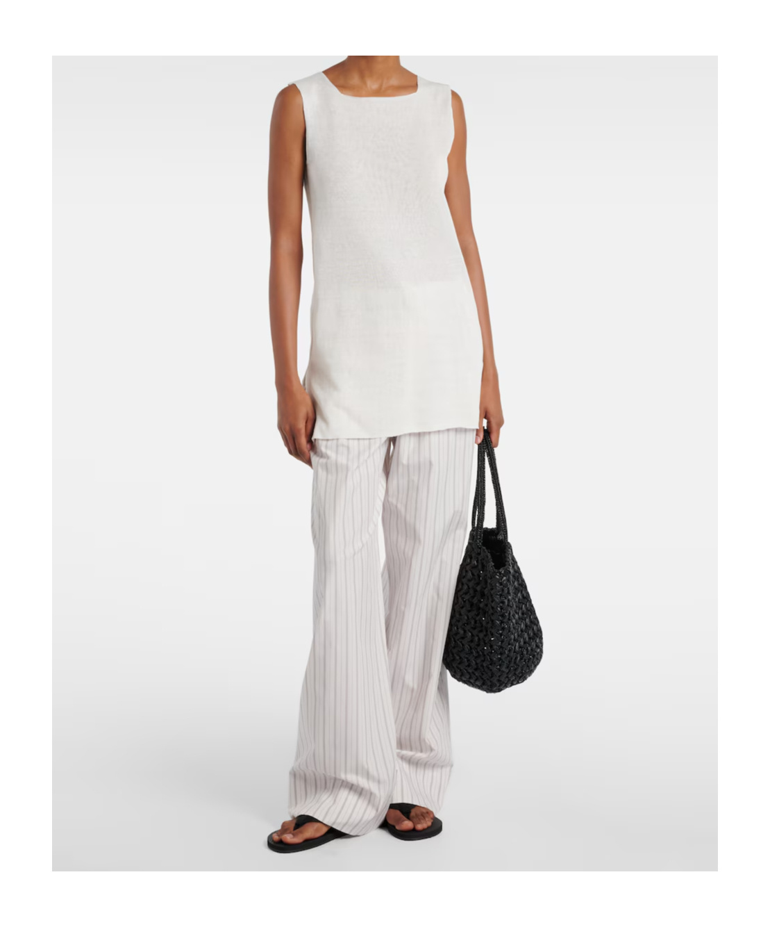 The Row Jaylen Linen Sleeveless Tunic Top In White