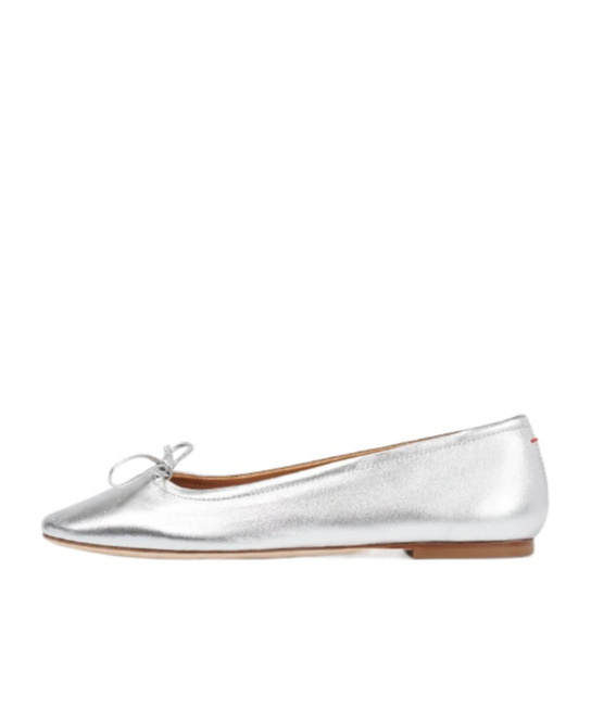 Aeyde Metallic Leather Ballerina Shoes In White