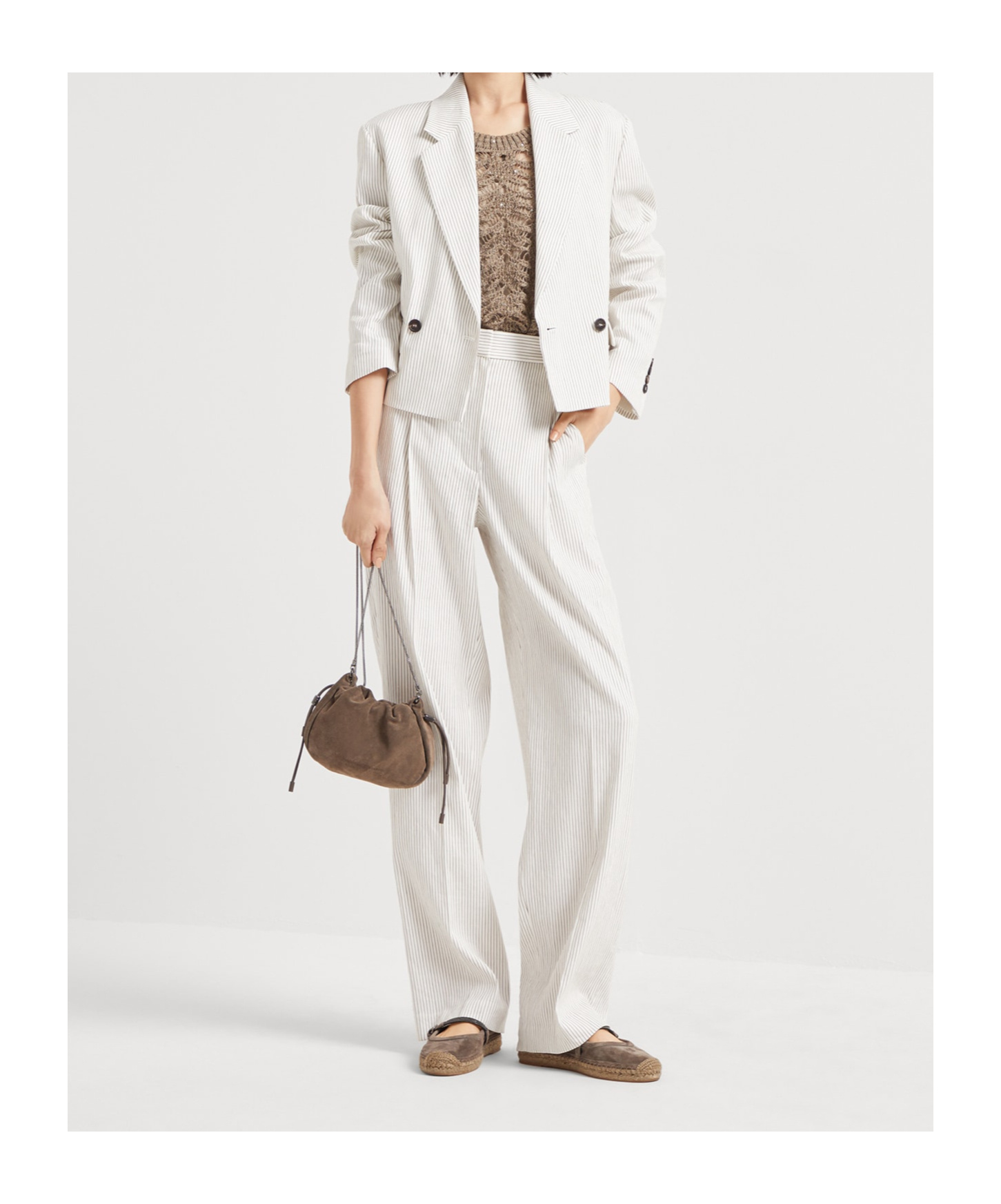 Brunello Cucinelli Belt Loops Slacks In White