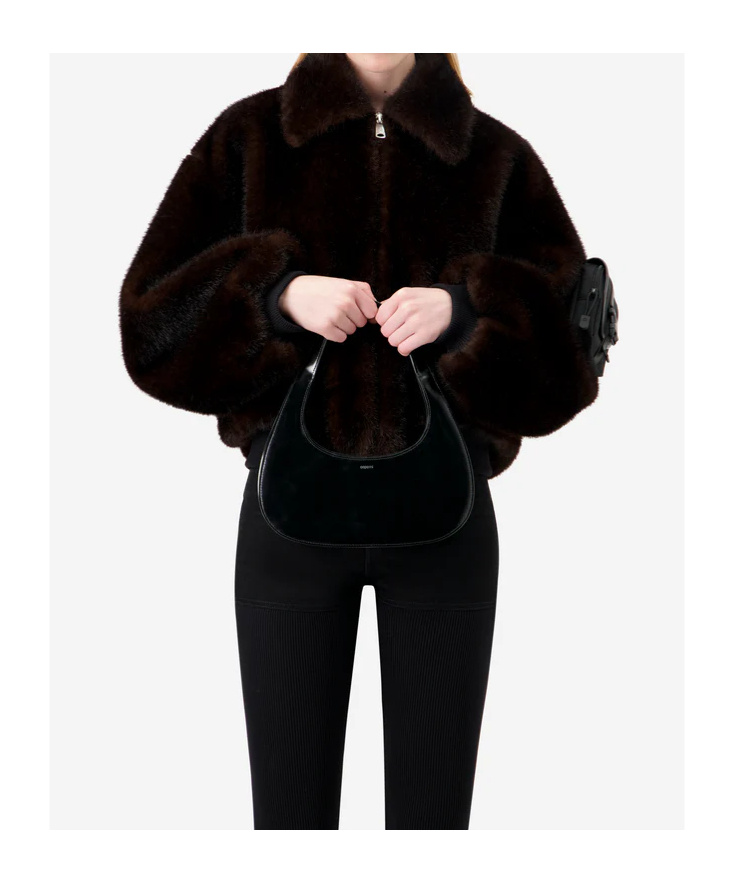Coperni High-collar Brown Synthetic Fur Bomber Jacket In Brown