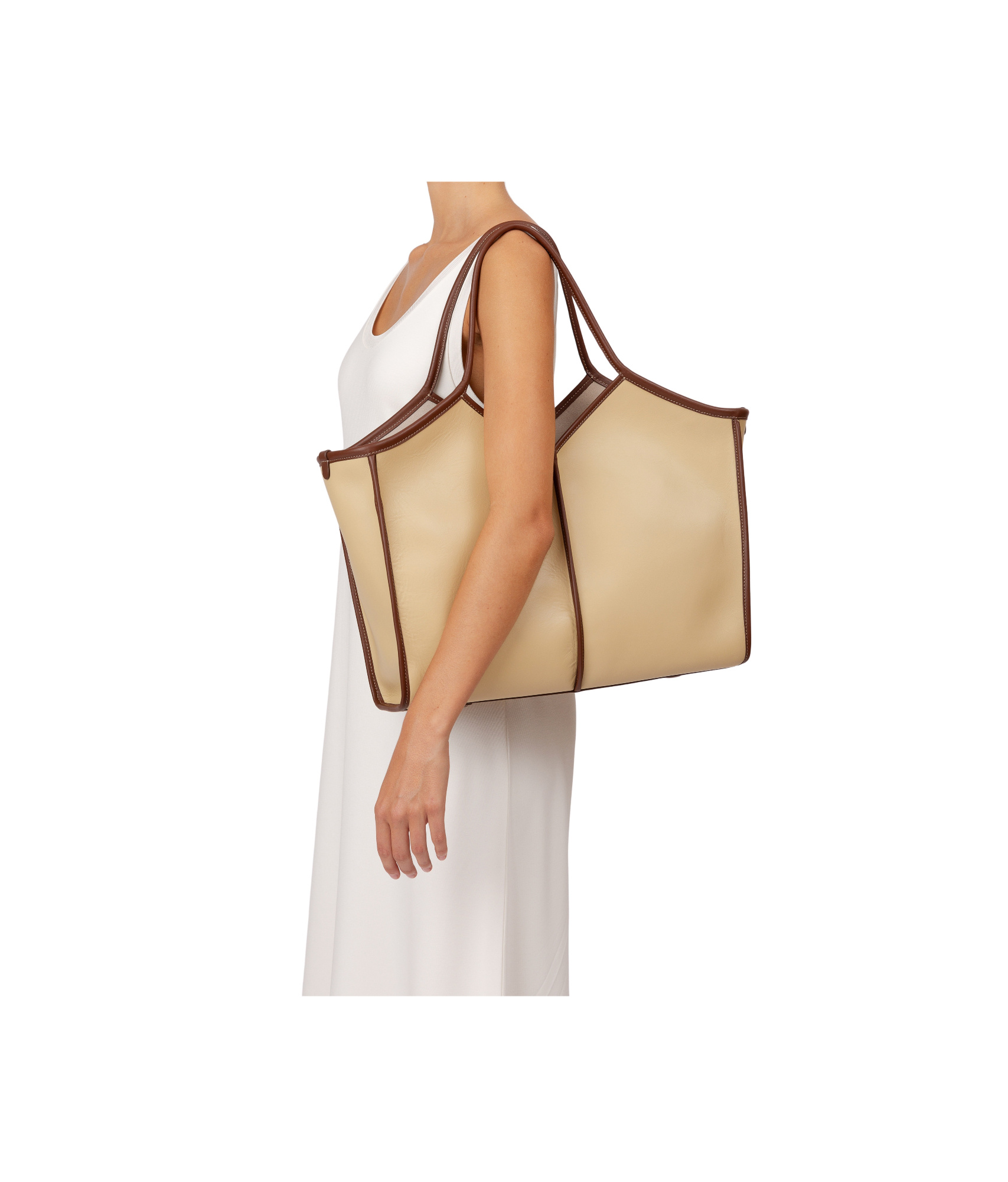 Hereu Geometric Tote Bag In Fine Calf Leather
