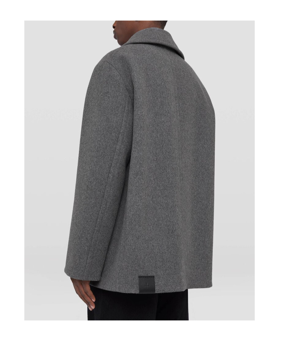 Jil Sander Men's Double-breasted Peacoat In Gray