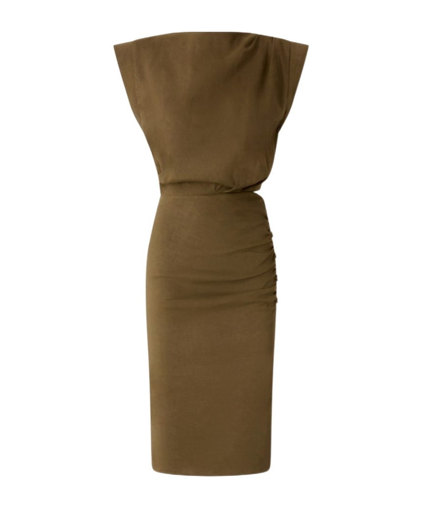 Shop Pinko Cap-sleeve Dress In Green