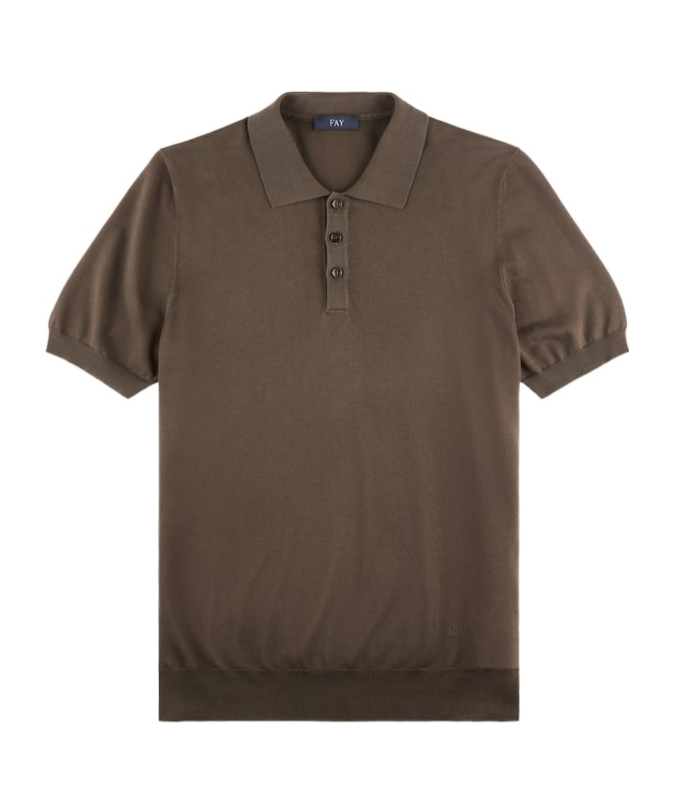 Fay Short-sleeve Polo Shirt With Classic Collar In Brown