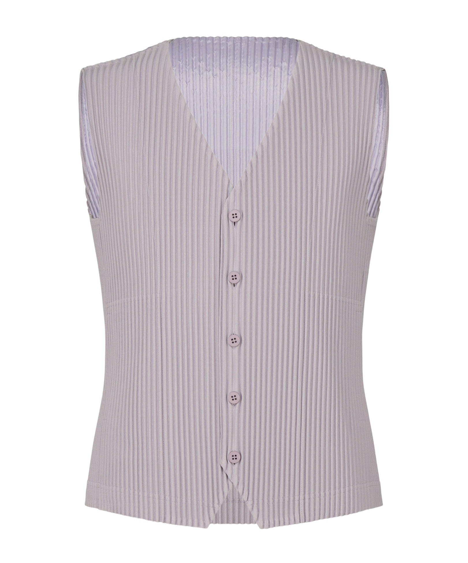 Issey Miyake Pleated Sleeveless V-neck Ribbed Vest