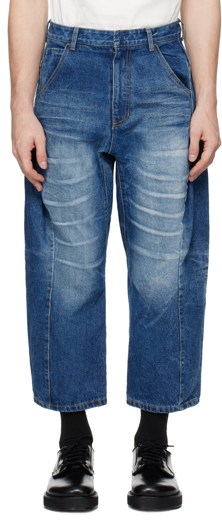 Ader Error Faded Jeans In Blue