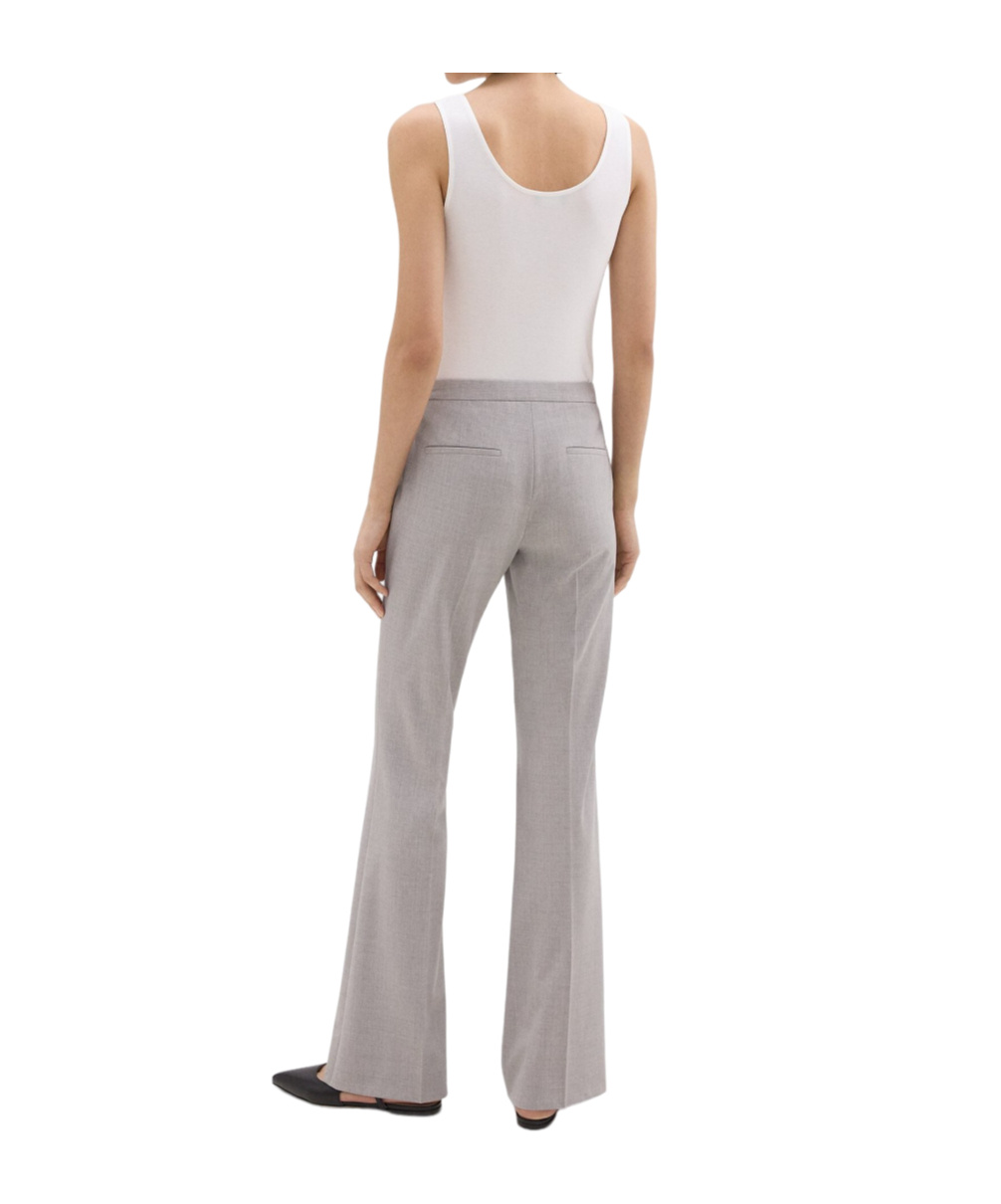 Theory Demitria Wool Low-rise Pants In Gray