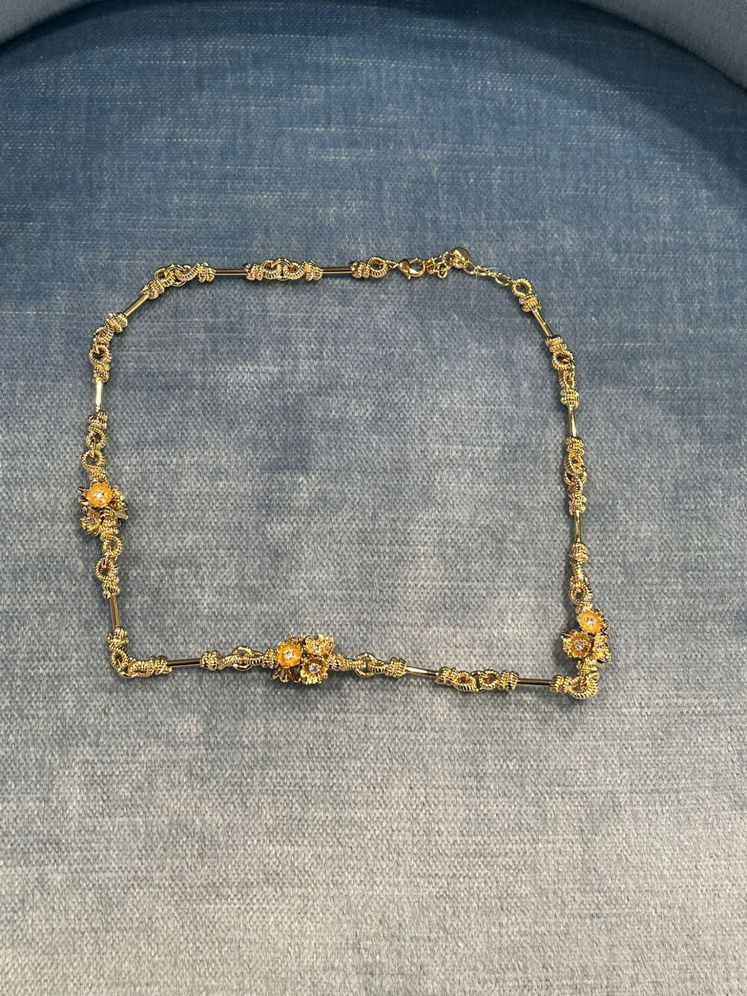 Miu Miu Metal Necklace With Crystals In Gold